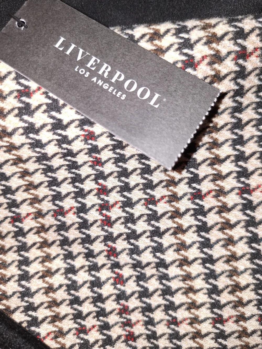 Liverpool Los Angeles Women’s 14 Black/Tan Houndstooth Shift Dress Round Zip